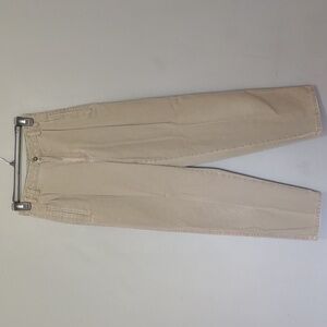 Vintage 90s Size 6 Petite High Waist Cotton Neutral Straight Leg Crop Pants